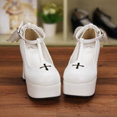 Gothic Lolita High Heels mit Engelsflügeln und Kreuz